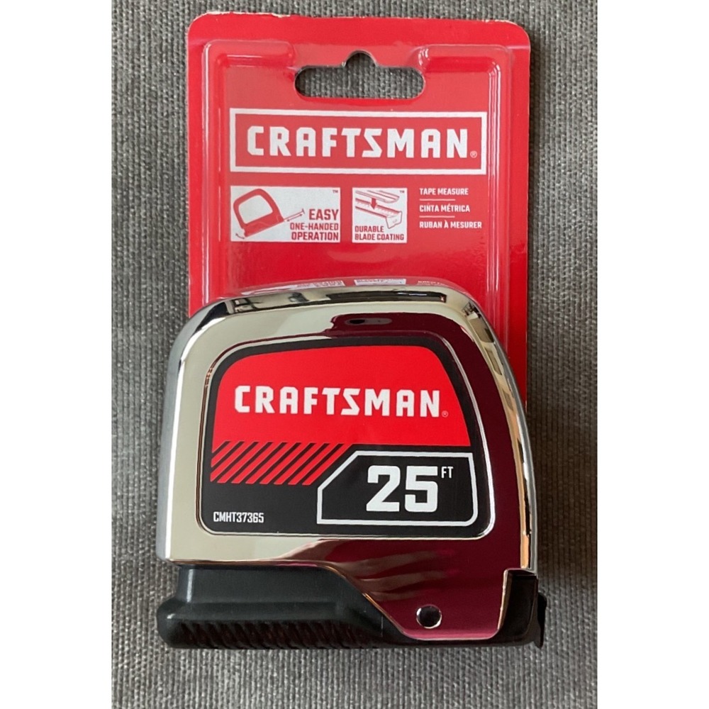 Craftsman 25 FT Tape Measure Auto-Locking Chrome Case CMHT37365 New